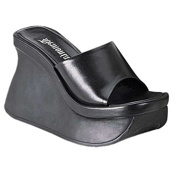 Demonia Women's Pace-01 Platform Wedge Sandals - Black Vegan Leather D9231-40US Clearance